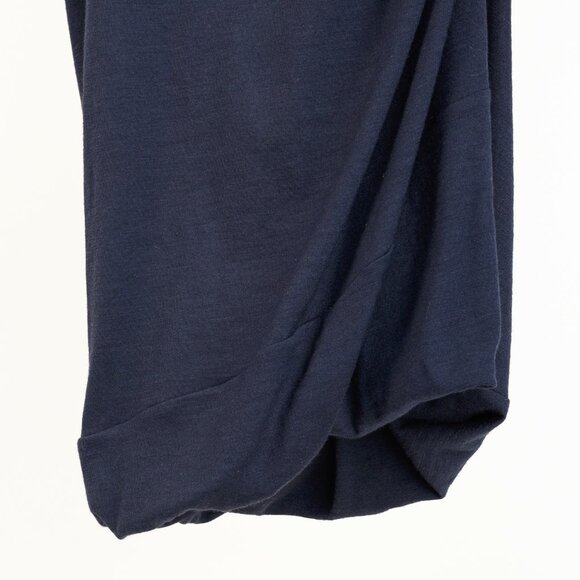 Brunello Cucinelli Navy Wool Ruched Long-Sleeve Bubble Hem Knit Dress - Picture 7 of 12